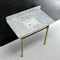 Fauceture KVPB36M8SQ7ST 36" Carrara Marble Vanity Top with Stainless Steel Legs, Marble White/Brushed Brass KVPB36M8SQ7ST - alternate 4